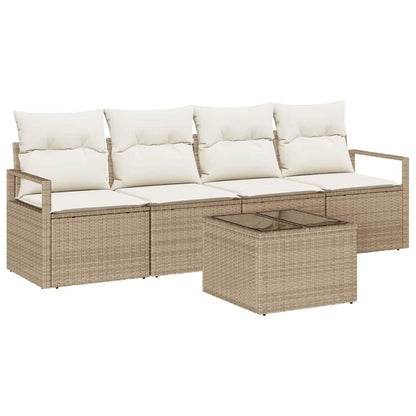 Set Divano da Giardino 5 pcs Beige e Crema 55 x 55 x 37 cm