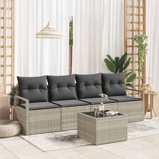 Set Divano da Giardino 5 pcs Grigio chiaro e grigio scuro