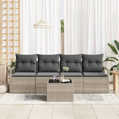 Set Divano da Giardino 5 pcs Grigio chiaro e grigio scuro