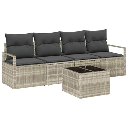 Set Divano da Giardino 5 pcs Grigio chiaro e grigio scuro