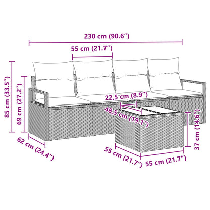 Set di divani 5 pcs Marrone e Rosso polyrattan | homemem39