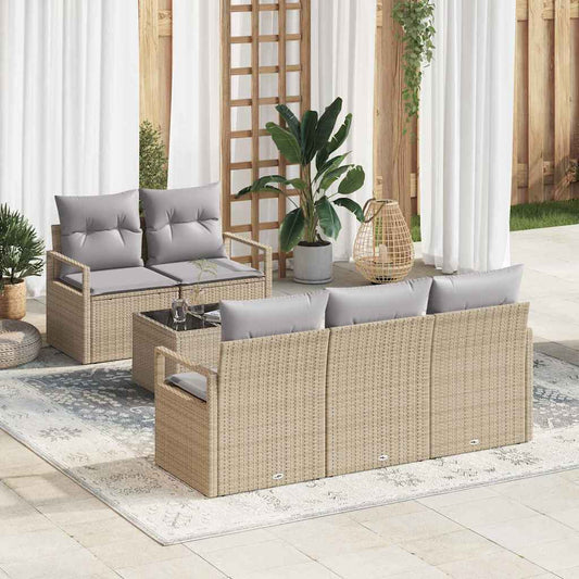 Set Divano da Giardino 6 pcs Beige e grigio 55 x 55 x 37 cm