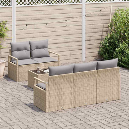 Set Divano da Giardino 6 pcs Beige e grigio 55 x 55 x 37 cm