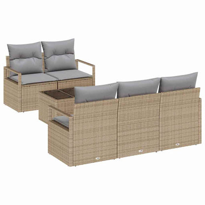 Set Divano da Giardino 6 pcs Beige e grigio 55 x 55 x 37 cm