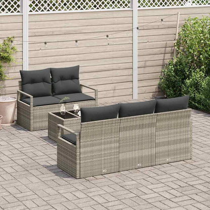 Set di divani 6 pz 5-Numero di posti Grigio chiaro polyrattan