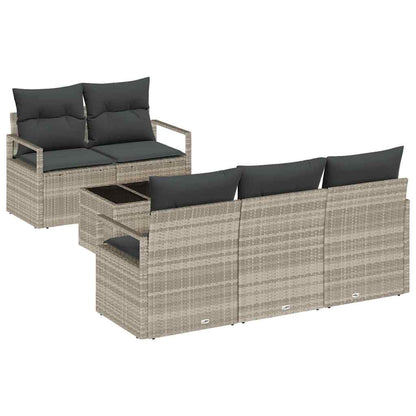 Set di divani 6 pz 5-Numero di posti Grigio chiaro polyrattan