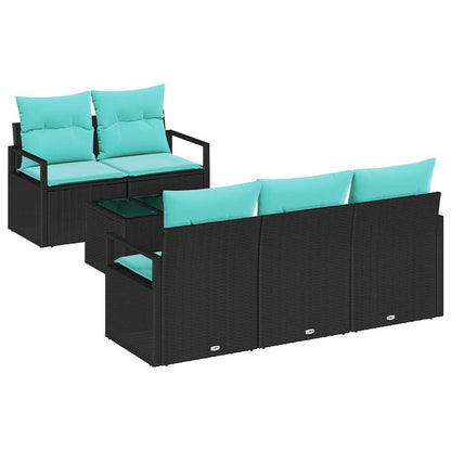 Set di divani 6 pcs Nero e Turchese polyrattan | homemem39