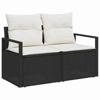 Set Divano da Giardino 7 pcs Nero e Crema 55 x 55 x 37 cm
