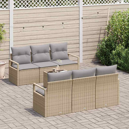 Set di divani con cuscino 7 pcs Beige e grigio polyrattan | homemem39