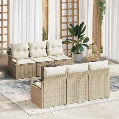 Set Divano da Giardino 7 pcs Beige e Crema 55 x 55 x 37 cm