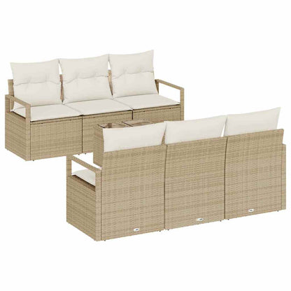 Set Divano da Giardino 7 pcs Beige e Crema 55 x 55 x 37 cm
