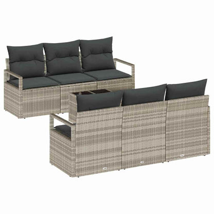 Set di divani 7 pz 6-Numero di posti Grigio chiaro polyrattan