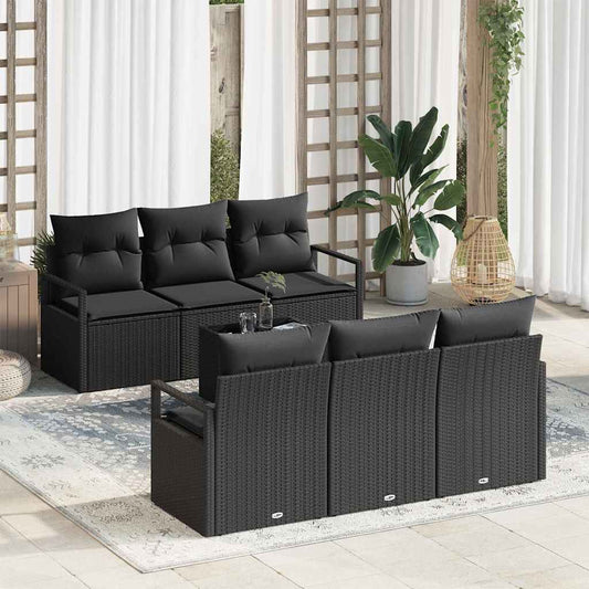 Set Divano da Giardino 7 pcs Nero 55 x 55 x 37 cm polyrattan