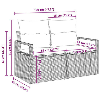 Set Divano da Giardino 7 pcs Nero 55 x 55 x 37 cm polyrattan