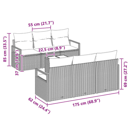 Set di divani con cuscino 7 pcs Marrone e Rosso polyrattan | homemem39