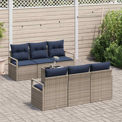 Set di divani 7 pz 6-Numero di posti Grigio e Blu Navy