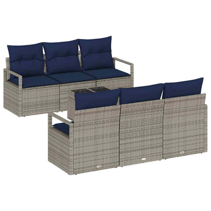 Set di divani 7 pz 6-Numero di posti Grigio e Blu Navy