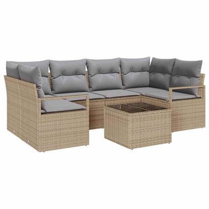 Set Divano da Giardino 7 pcs Beige e grigio 55 x 55 x 37 cm