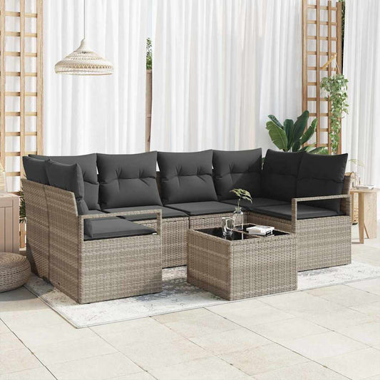 Set Divano da Giardino 7 pcs Grigio chiaro e grigio scuro
