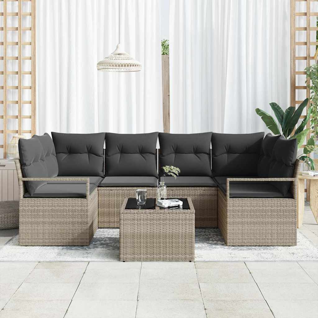 Set Divano da Giardino 7 pcs Grigio chiaro e grigio scuro