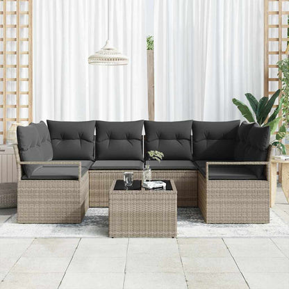 Set Divano da Giardino 7 pcs Grigio chiaro e grigio scuro