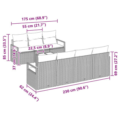Set Divano da Giardino 8 pcs Grigio 55 x 55 x 37 cm polyrattan