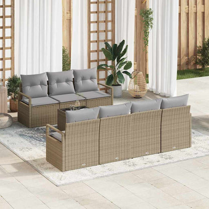 Set Divano da Giardino 8 pcs Beige e grigio 55 x 55 x 37 cm
