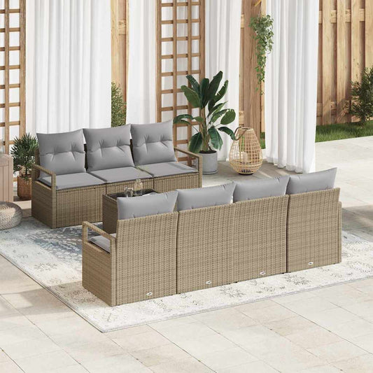 Set Divano da Giardino 8 pcs Beige e grigio 55 x 55 x 37 cm