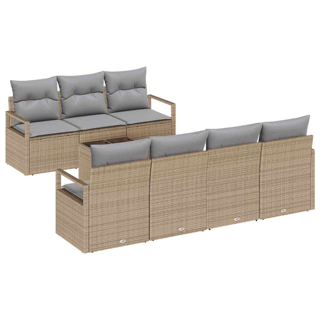 Set Divano da Giardino 8 pcs Beige e grigio 55 x 55 x 37 cm