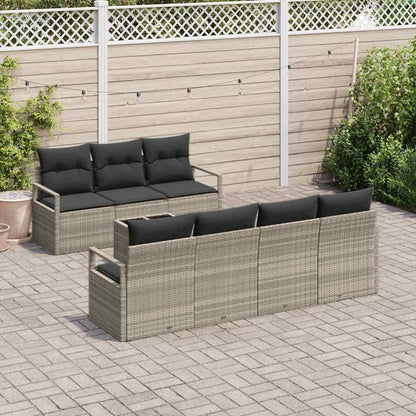 Set di divani 8 pz 7-Numero di posti Grigio chiaro polyrattan
