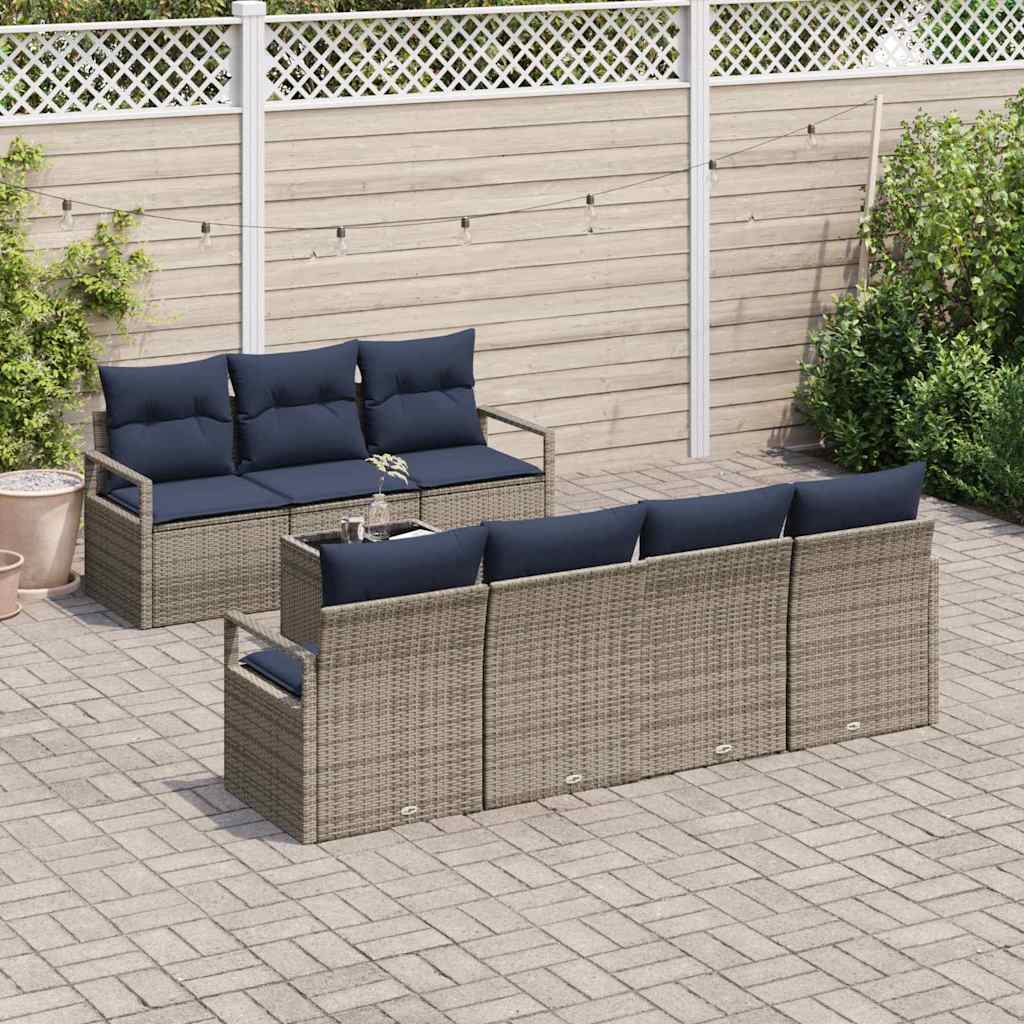 Set di divani 8 pz 7-Numero di posti Grigio polyrattan