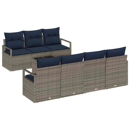 Set di divani 8 pz 7-Numero di posti Grigio polyrattan