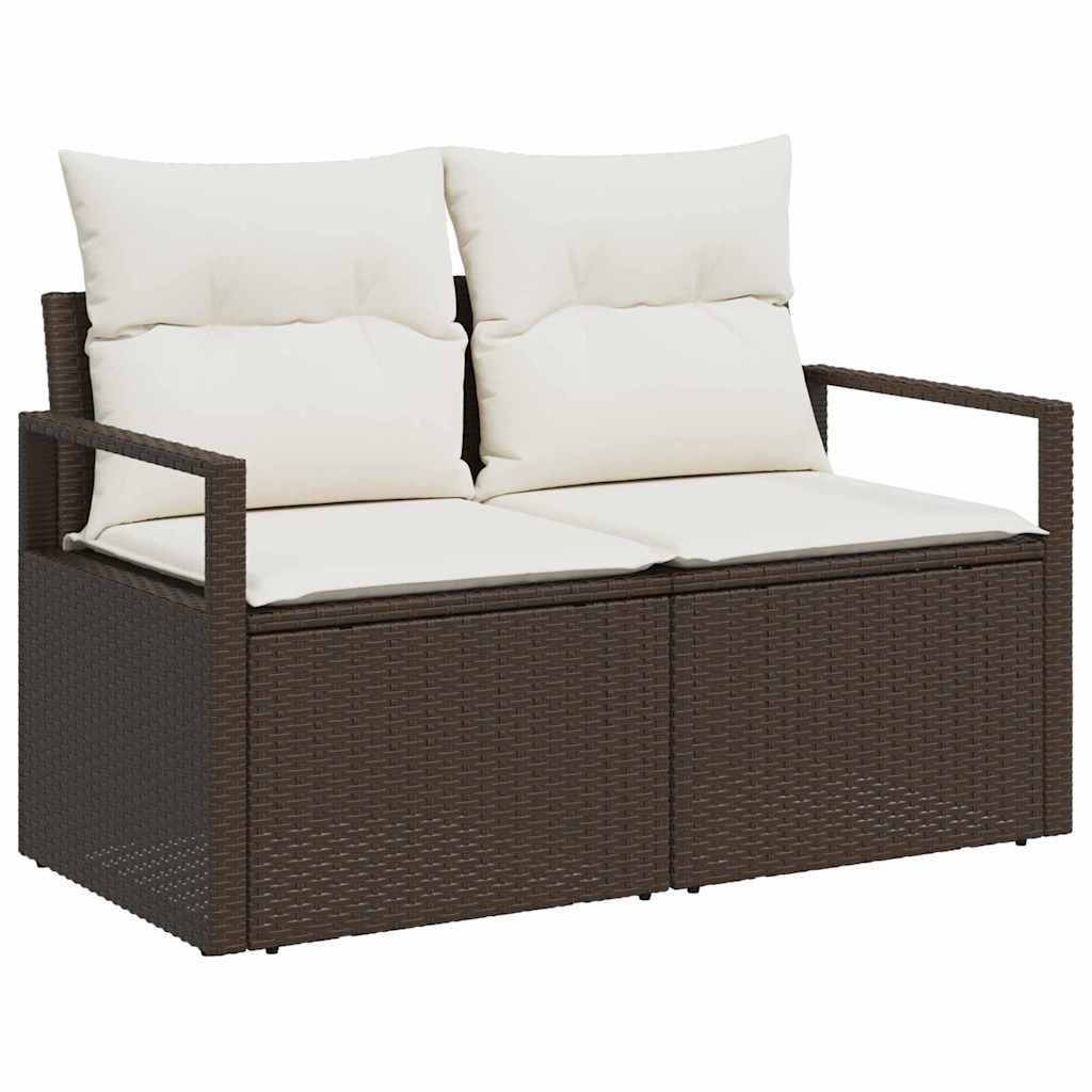 Set Divano da Giardino 8 pcs Marrone e Crema 55 x 55 x 37 cm