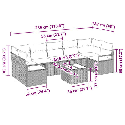 Set Divano da Giardino 8 pcs Marrone e Crema 55 x 55 x 37 cm