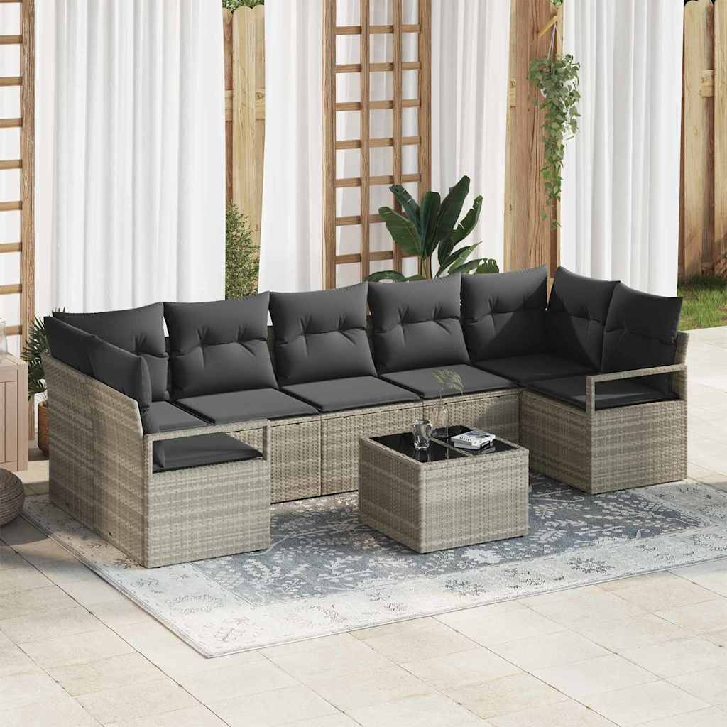 Set Divano da Giardino 8 pcs Grigio chiaro e grigio scuro