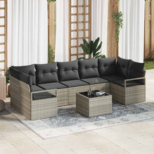 Set Divano da Giardino 8 pcs Grigio chiaro e grigio scuro