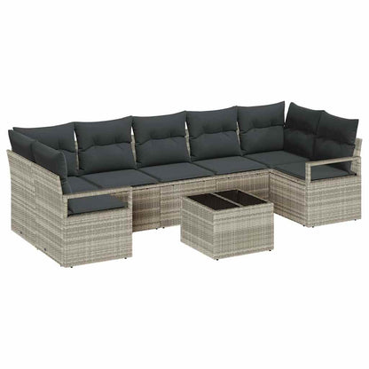 Set Divano da Giardino 8 pcs Grigio chiaro e grigio scuro