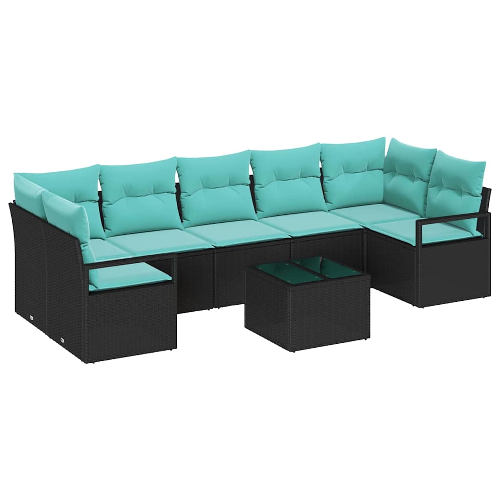 Set di divani 8 pcs Nero e Turchese polyrattan | homemem39