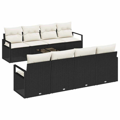 Set Divano da Giardino 7 pcs Nero e Crema 55 x 55 x 37 cm