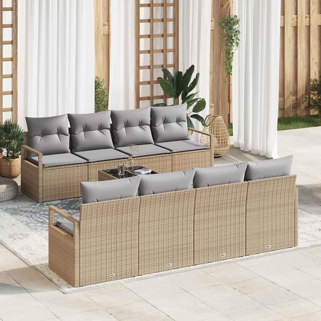 Set di divani con cuscino 7 pcs Beige e grigio polyrattan | homemem39