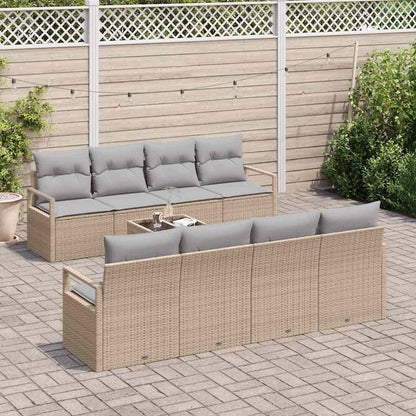 Set di divani con cuscino 7 pcs Beige e grigio polyrattan | homemem39