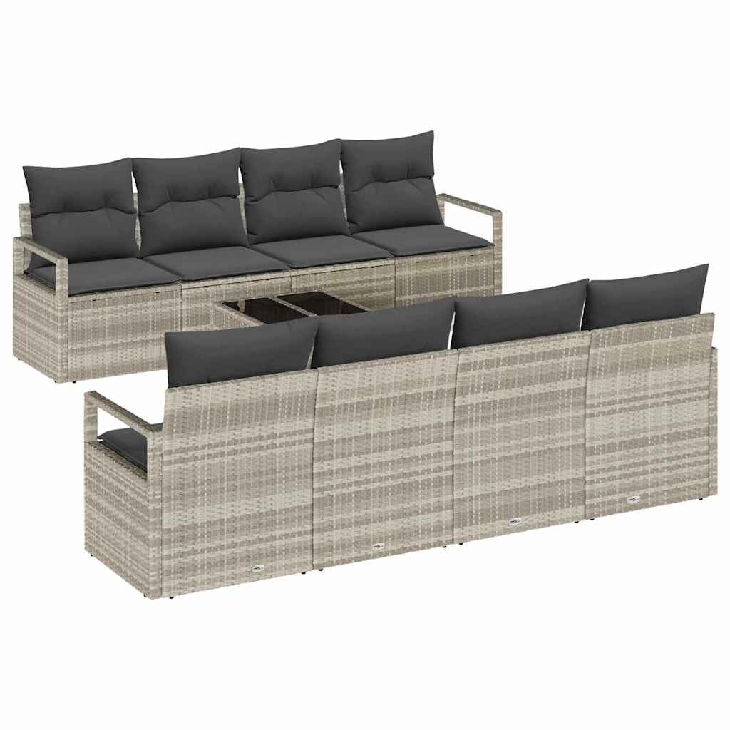 Set di divani con cuscino 7 pcs Grigio chiaro polyrattan | homemem39