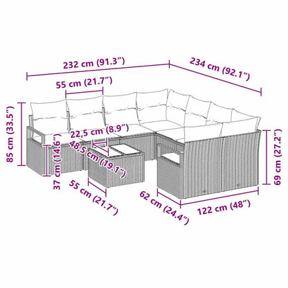 Set Divano da Giardino 9 pcs Beige e Crema 55 x 55 x 37 cm