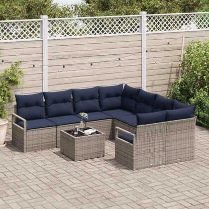 Set di divani 9 pz 8-Numero di posti Grigio e Blu Navy