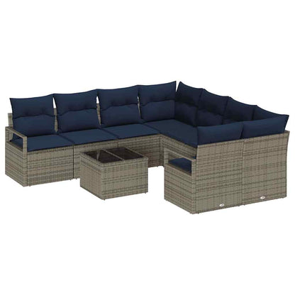 Set di divani 9 pz 8-Numero di posti Grigio e Blu Navy