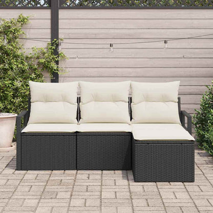 Set di divani con cuscino 4 pcs Nero polyrattan | homemem39