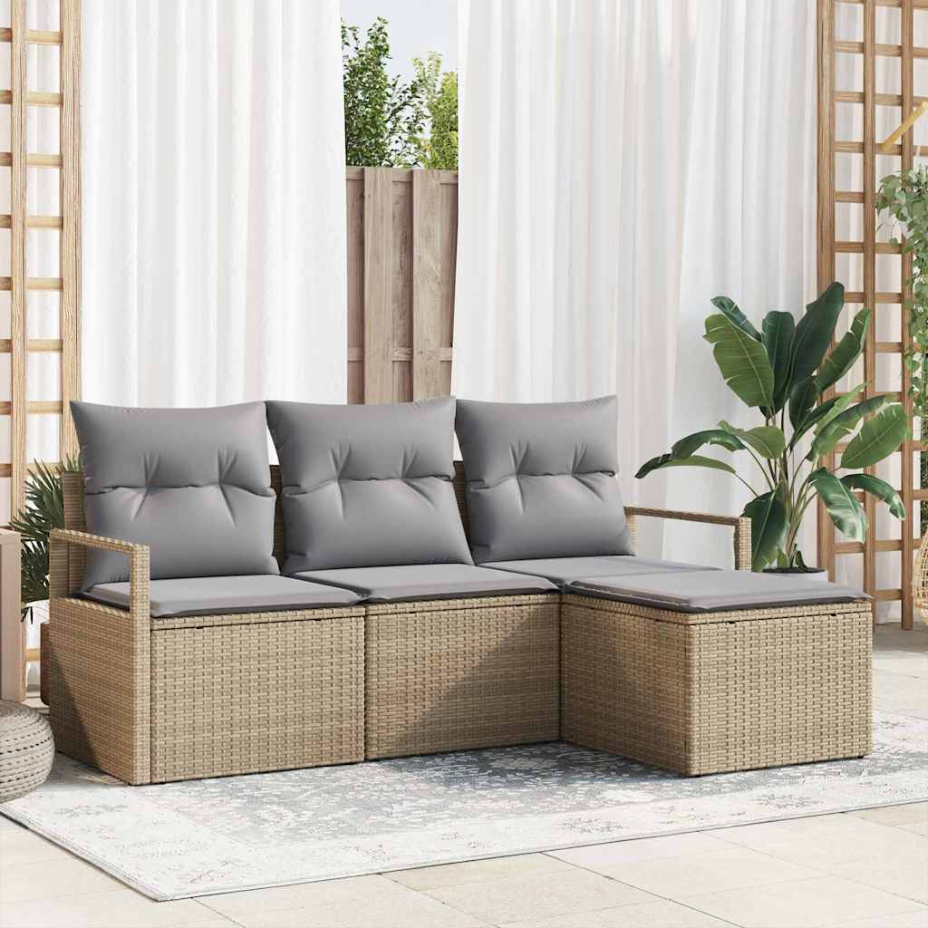 Set di divani 4 pcs Beige polyrattan | homemem39