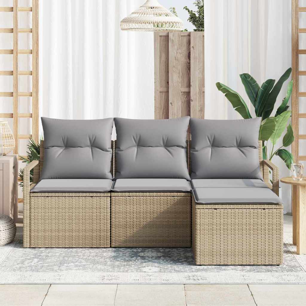 Set di divani 4 pcs Beige polyrattan | homemem39
