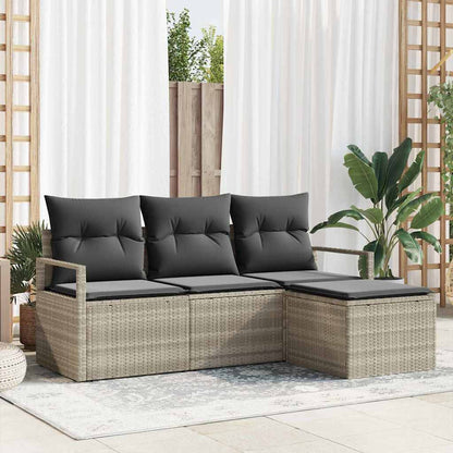 Set di divani 4 pcs Grigio chiaro polyrattan - homemem39