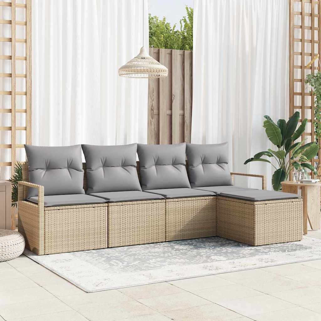 Set di divani con cuscino 5 pcs Beige polyrattan | homemem39